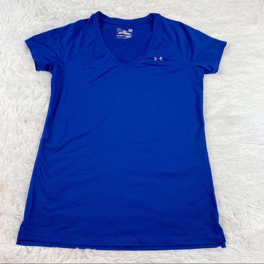 Under Armour short sleeve V neck fitted heat gear tee solid